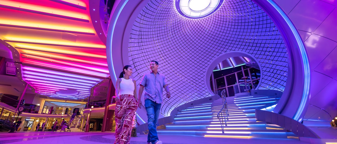 The inside of the Pearl has 3,000 kinetic panels and integrated lights that move in the organic patterns day and night!